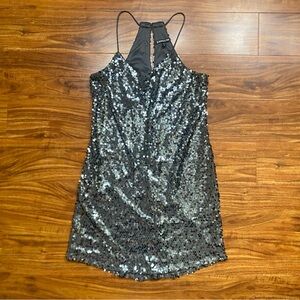 Express Women's Gray Sequins Racerback Mini Dress Size XS Party Maximalist Girly